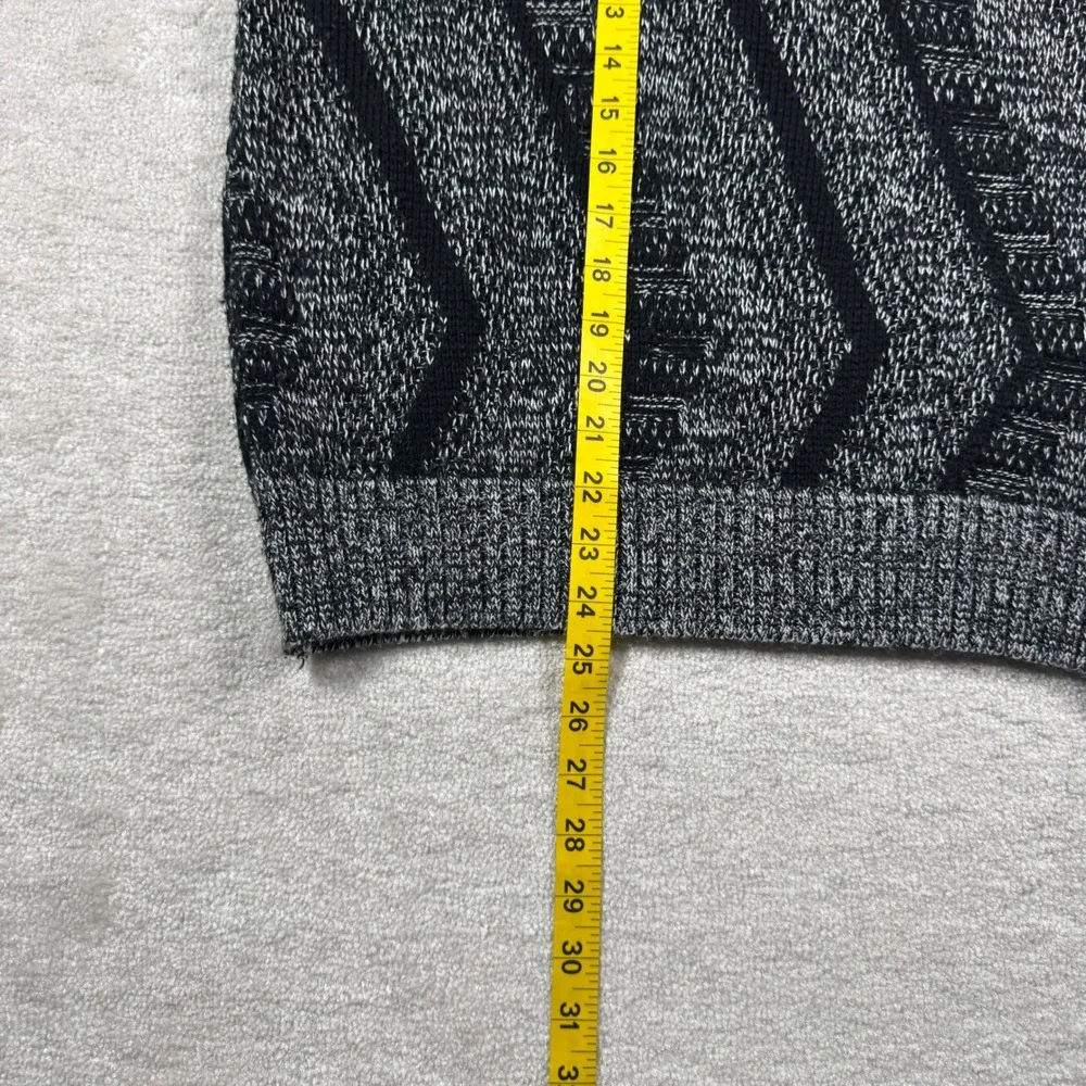 Giani Leone Sweater Mens Small Black Leather Patch Chevron Marl Knit Vintage
